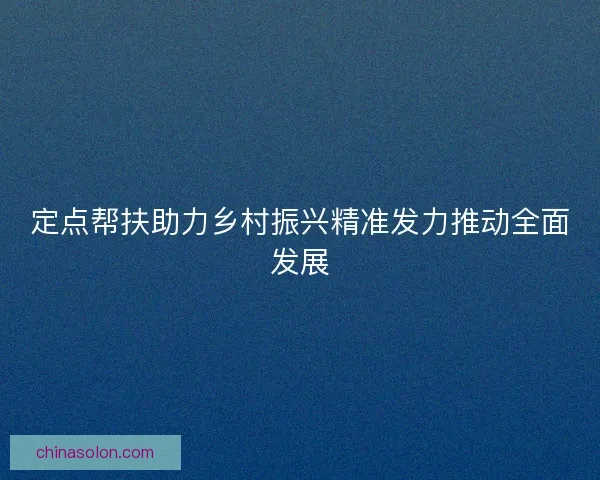 定点帮扶助力乡村振兴精准发力推动全面发展